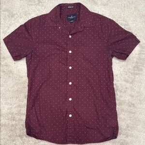 American Eagle Outfitters Red Casual Button Down Shirt